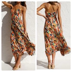 Lilipretty Stay Amazing Colorful Printed Midi Dress